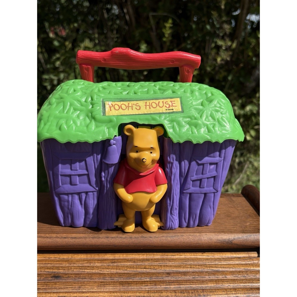 Vintage 1990 Disney Winnie The Pooh Poohs House Plastic Lunchbox No Thermos Rare